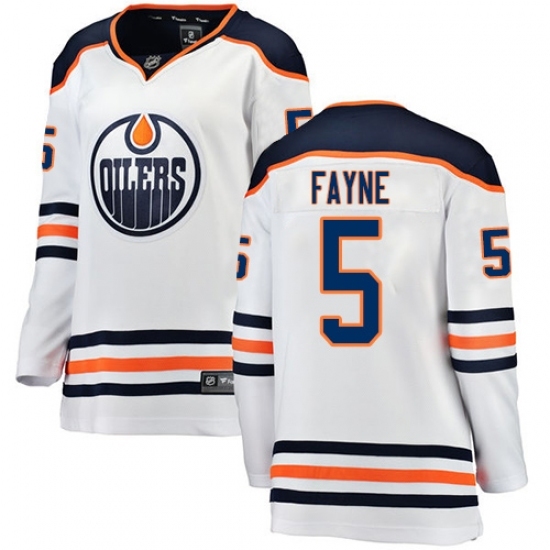 Women's Edmonton Oilers #5 Mark Fayne Authentic White Away Fanatics Branded Breakaway NHL Jersey Women's Edmonton Oilers #5 Mark Fayne Authentic White Away Fanatics Branded Breakaway NHL Jersey