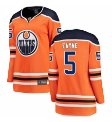 Women's Edmonton Oilers #5 Mark Fayne Fanatics Branded Orange Home Breakaway NHL Jersey