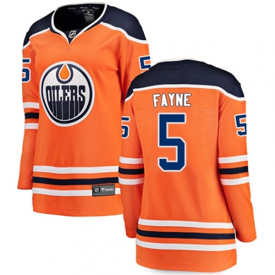 Women's Edmonton Oilers #5 Mark Fayne Fanatics Branded Orange Home Breakaway NHL Jersey Women's Edmonton Oilers #5 Mark Fayne Fanatics Branded Orange Home Breakaway NHL Jersey