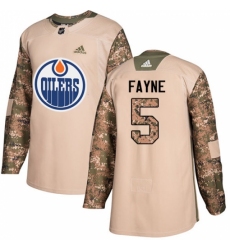 Youth Adidas Edmonton Oilers #5 Mark Fayne Authentic Camo Veterans Day Practice NHL Jersey