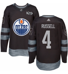 Men's Adidas Edmonton Oilers #4 Kris Russell Authentic Black 1917-2017 100th Anniversary NHL Jersey