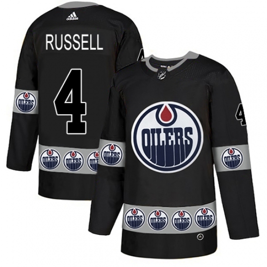 Men's Adidas Edmonton Oilers #4 Kris Russell Authentic Black Team Logo Fashion NHL Jersey Men's Adidas Edmonton Oilers #4 Kris Russell Authentic Black Team Logo Fashion NHL Jersey