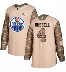 Men's Adidas Edmonton Oilers #4 Kris Russell Authentic Camo Veterans Day Practice NHL Jersey