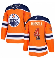 Men's Adidas Edmonton Oilers #4 Kris Russell Authentic Orange Drift Fashion NHL Jersey