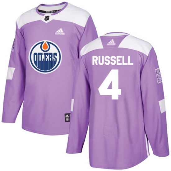 Men's Adidas Edmonton Oilers #4 Kris Russell Authentic Purple Fights Cancer Practice NHL Jersey Men's Adidas Edmonton Oilers #4 Kris Russell Authentic Purple Fights Cancer Practice NHL Jersey