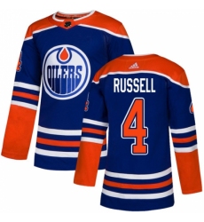 Men's Adidas Edmonton Oilers #4 Kris Russell Premier Royal Blue Alternate NHL Jersey
