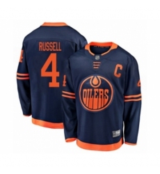 Men's Edmonton Oilers #4 Kris Russell Authentic Navy Blue Alternate Fanatics Branded Breakaway Hockey Jersey