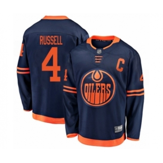 Men's Edmonton Oilers #4 Kris Russell Authentic Navy Blue Alternate Fanatics Branded Breakaway Hockey Jersey Men's Edmonton Oilers #4 Kris Russell Authentic Navy Blue Alternate Fanatics Branded Breakaway Hockey Jersey