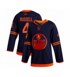 Men's Edmonton Oilers #4 Kris Russell Authentic Navy Blue Alternate Hockey Jersey