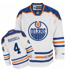 Men's Reebok Edmonton Oilers #4 Kris Russell Authentic White Away NHL Jersey