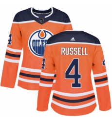 Women's Adidas Edmonton Oilers #4 Kris Russell Authentic Orange Home NHL Jersey Women's Adidas Edmonton Oilers #4 Kris Russell Authentic Orange Home NHL Jersey