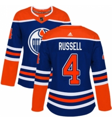 Women's Adidas Edmonton Oilers #4 Kris Russell Authentic Royal Blue Alternate NHL Jersey