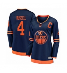 Women's Edmonton Oilers #4 Kris Russell Authentic Navy Blue Alternate Fanatics Branded Breakaway Hockey Jersey