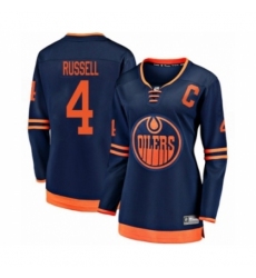 Women's Edmonton Oilers #4 Kris Russell Authentic Navy Blue Alternate Fanatics Branded Breakaway Hockey Jersey Women's Edmonton Oilers #4 Kris Russell Authentic Navy Blue Alternate Fanatics Branded Breakaway Hockey Jersey