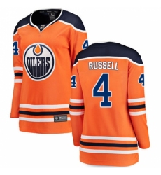 Women's Edmonton Oilers #4 Kris Russell Authentic Orange Home Fanatics Branded Breakaway NHL Jersey Women's Edmonton Oilers #4 Kris Russell Authentic Orange Home Fanatics Branded Breakaway NHL Jersey