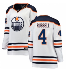 Women's Edmonton Oilers #4 Kris Russell Authentic White Away Fanatics Branded Breakaway NHL Jersey Women's Edmonton Oilers #4 Kris Russell Authentic White Away Fanatics Branded Breakaway NHL Jersey