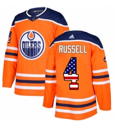 Youth Adidas Edmonton Oilers #4 Kris Russell Authentic Orange USA Flag Fashion NHL Jersey Youth Adidas Edmonton Oilers #4 Kris Russell Authentic Orange USA Flag Fashion NHL Jersey
