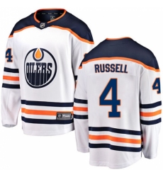 Youth Edmonton Oilers #4 Kris Russell Authentic White Away Fanatics Branded Breakaway NHL Jersey