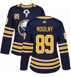 Women's Adidas Buffalo Sabres #89 Alexander Mogilny Authentic Navy Blue Home NHL Jersey