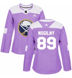 Women's Adidas Buffalo Sabres #89 Alexander Mogilny Authentic Purple Fights Cancer Practice NHL Jersey