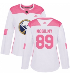 Women's Adidas Buffalo Sabres #89 Alexander Mogilny Authentic White/Pink Fashion NHL Jersey