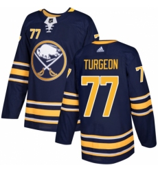 Men's Adidas Buffalo Sabres #77 Pierre Turgeon Authentic Navy Blue Home NHL Jersey