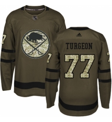 Men's Adidas Buffalo Sabres #77 Pierre Turgeon Premier Green Salute to Service NHL Jersey