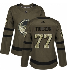 Women's Adidas Buffalo Sabres #77 Pierre Turgeon Authentic Green Salute to Service NHL Jersey