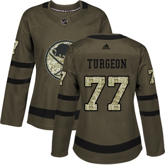 Women's Adidas Buffalo Sabres #77 Pierre Turgeon Authentic Green Salute to Service NHL Jersey Women's Adidas Buffalo Sabres #77 Pierre Turgeon Authentic Green Salute to Service NHL Jersey