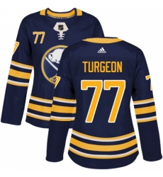 Women's Adidas Buffalo Sabres #77 Pierre Turgeon Authentic Navy Blue Home NHL Jersey