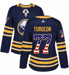 Women's Adidas Buffalo Sabres #77 Pierre Turgeon Authentic Navy Blue USA Flag Fashion NHL Jersey