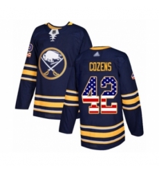 Men's Buffalo Sabres #42 Dylan Cozens Authentic Navy Blue USA Flag Fashion Hockey Jersey