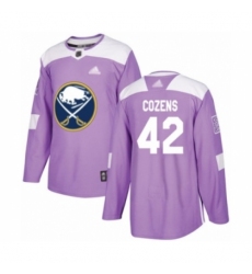 Youth Buffalo Sabres #42 Dylan Cozens Authentic Purple Fights Cancer Practice Hockey Jersey