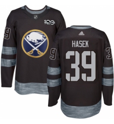 Men's Adidas Buffalo Sabres #39 Dominik Hasek Authentic Black 1917-2017 100th Anniversary NHL Jersey