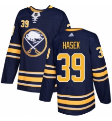 Men's Adidas Buffalo Sabres #39 Dominik Hasek Authentic Navy Blue Home NHL Jersey