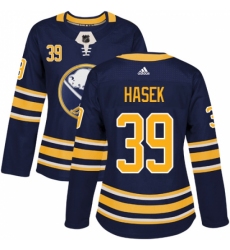 Women's Adidas Buffalo Sabres #39 Dominik Hasek Authentic Navy Blue Home NHL Jersey