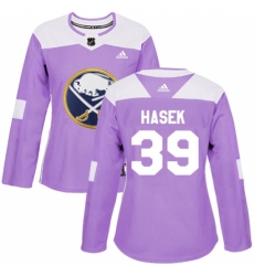 Women's Adidas Buffalo Sabres #39 Dominik Hasek Authentic Purple Fights Cancer Practice NHL Jersey