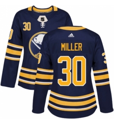 Women's Adidas Buffalo Sabres #30 Ryan Miller Authentic Navy Blue Home NHL Jersey