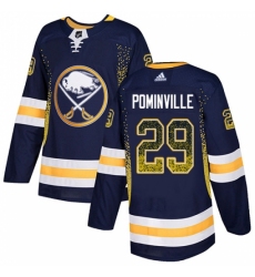 Men's Adidas Buffalo Sabres #29 Jason Pominville Authentic Navy Blue Drift Fashion NHL Jersey