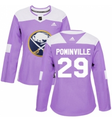 Women's Adidas Buffalo Sabres #29 Jason Pominville Authentic Purple Fights Cancer Practice NHL Jersey