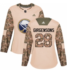 Women's Adidas Buffalo Sabres #28 Zemgus Girgensons Authentic Camo Veterans Day Practice NHL Jersey