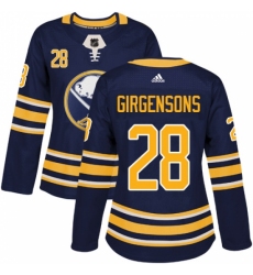 Women's Adidas Buffalo Sabres #28 Zemgus Girgensons Authentic Navy Blue Home NHL Jersey