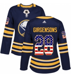 Women's Adidas Buffalo Sabres #28 Zemgus Girgensons Authentic Navy Blue USA Flag Fashion NHL Jersey