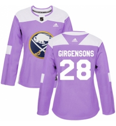 Women's Adidas Buffalo Sabres #28 Zemgus Girgensons Authentic Purple Fights Cancer Practice NHL Jersey