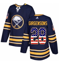 Youth Adidas Buffalo Sabres #28 Zemgus Girgensons Authentic Navy Blue USA Flag Fashion NHL Jersey