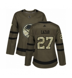 Women's Buffalo Sabres #27 Curtis Lazar Authentic Green Salute to Service Hockey Jersey