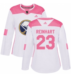 Women's Adidas Buffalo Sabres #23 Sam Reinhart Authentic White/Pink Fashion NHL Jersey