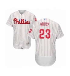 Men's Philadelphia Phillies #23 Jay Bruce White Home Flex Base Authentic Collection Baseball Player Jersey