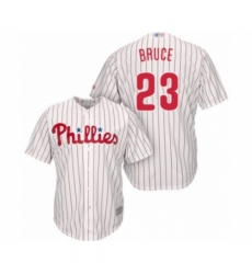 Youth Philadelphia Phillies #23 Jay Bruce Authentic White Red Strip Home Cool Base Baseball Player Jersey