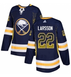 Men's Adidas Buffalo Sabres #22 Johan Larsson Authentic Navy Blue Drift Fashion NHL Jersey
